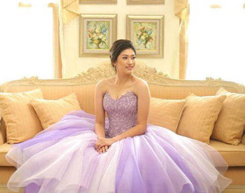 purple debut dress Simple purple v neck tulle long prom dress, purple evening dress